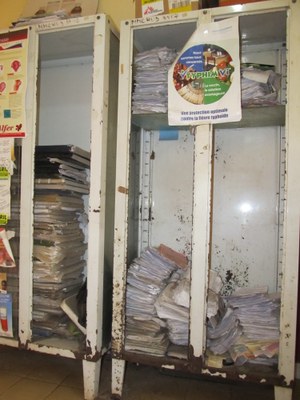 Patient register storage at Donka Hospital. Photo by Scott, McKeown.