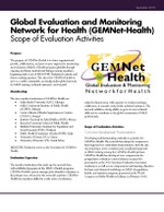 Global Evaluation and Monitoring Network for Health (GEMNet-Health) Scope of Evaluation Activities
