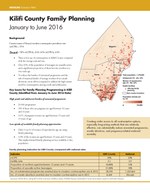 Kilifi County Family Planning – January to June 2016
