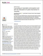 Counseling on injectable contraception and HIV risk: Evaluation of a pilot intervention in Tanzania