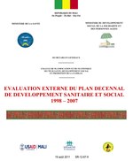 Evaluation Externe du Plan Decennal de Developpment Sanitaire et Social 1998-2007
