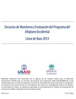 Encuesta de Monitoreo y Evaluación del Programa del Altiplano Occidental, Línea de Base 2013