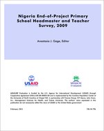 Nigeria End-of-Project Primary School Headmaster and Teacher Survey, 2009