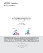 Women’s Health in the Russian Federation: The Russia Longitudinal Monitoring Survey of the National Research University Higher School of Economics, 2012