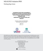 A Qualitative Study of the Acceptability of and Barriers to Routine Screening for Intimate Partner Violence in Health Care Settings in Artibonite, Haiti: Implications for Training, Practice, and Research 